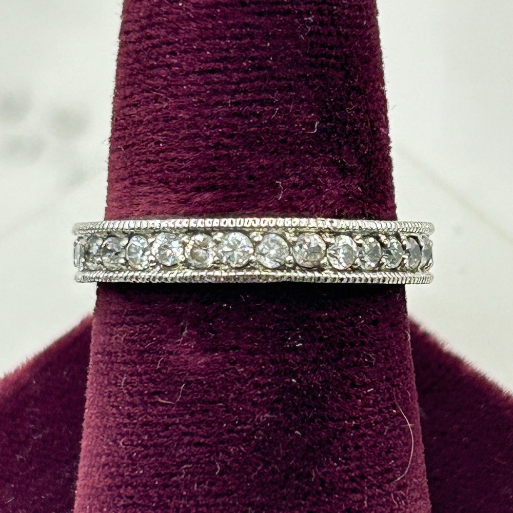 Signed RP 925 Sterling Silver CZ Eternity Band Ring Size 8.75